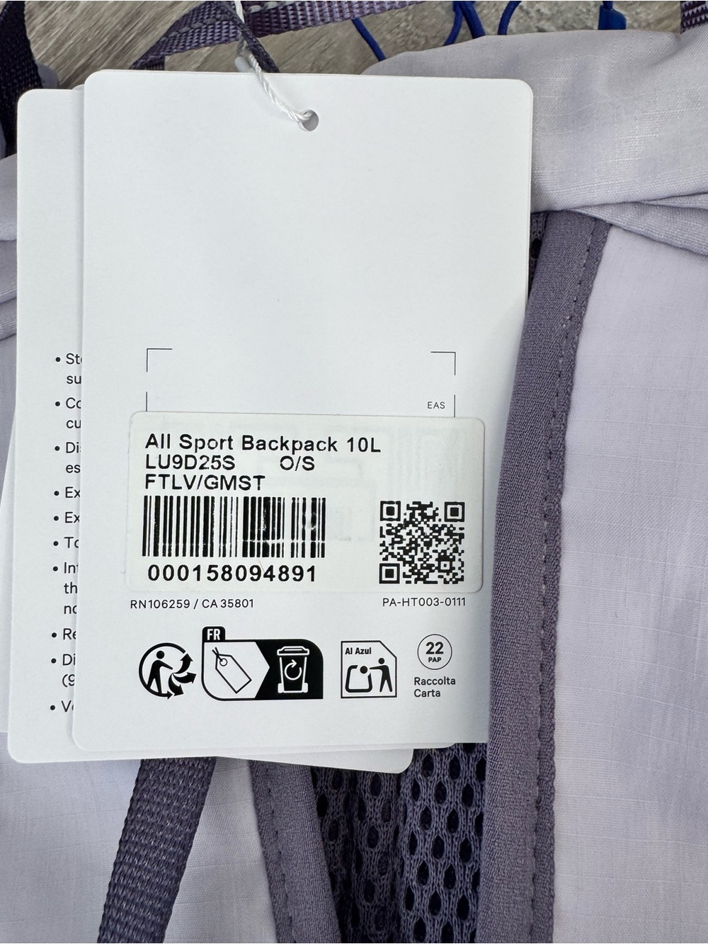 LULULEMON All Sport Backpack 10L Faint Lavender/Grape Mist  *Reflective - Picture 10 of 16